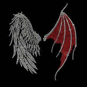 Angel and Devils wings iron on transfer , hot fix crystal patches , bling bling applique , personalized shirt designs , rhinestone iron on