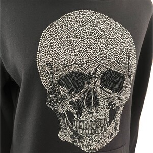 Skull Rhinestone Transfer Hoodie , Crystal Skull Design Sweater ...