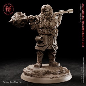 Female Dwarf Warrior from &quot;Underground Experiment&quot; by Flesh of Gods Miniatures