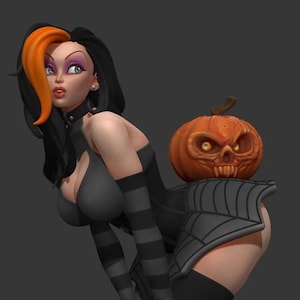 Goth Girl Pumpkin by Texelion Pin Up Miniatures