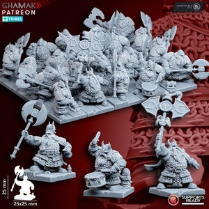 Dwarf Clan Warriors (two handed axes) by Ghamak Miniatures