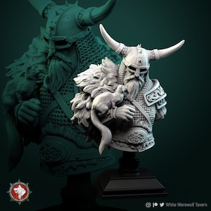Kolgrim Bust by White Werewolf Tavern Miniatures RPG Viking