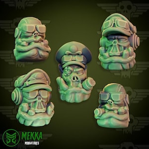 Ork Pilots Heads by Mekka Miniatures