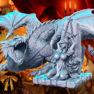 The Maid and the Dragon from Dungeon Pin Ups by RN Estudio Miniatures