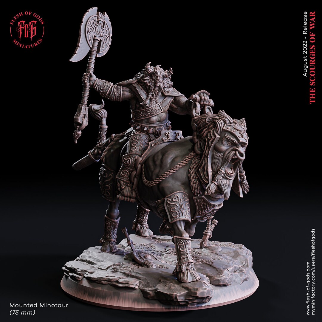Mounted Minotaur From "scourges of War" by Flesh of Gods Miniatures - Etsy