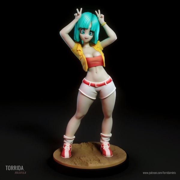 Green Haired Anime Girl Statue Model Kit by Torrida Minis