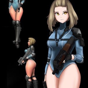 Dungeon Pinups Claria Scifi Assassin 75mm Miniature by RN Estudio