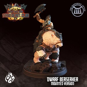 Dwarf Berserker / Berserker Mounted from &quot;Stoneheart Clan&quot; by Crippled God Foundry