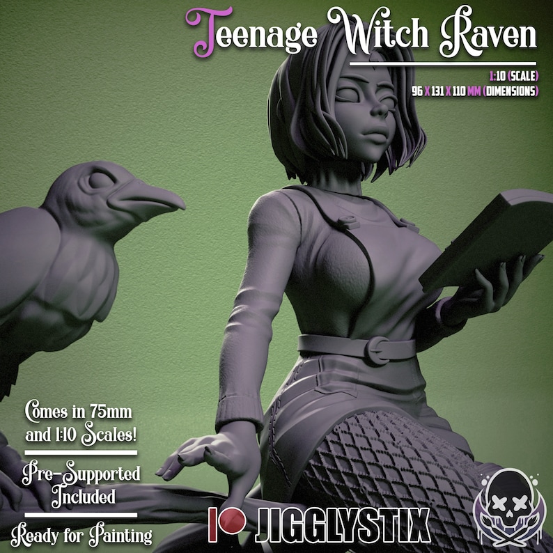 Raven Haired Witch Statue Model Kit by Jigglystix Pinup Etsy