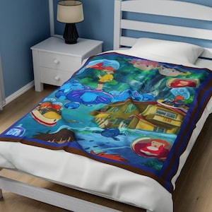 Studio Ghibli Plush Blanket - Cozy Anime Lover&#39;s Gift Featuring Ponyo, Spirited Away, Totoro, Hayao Miyazaki, sherpa, Custom Print, Japan