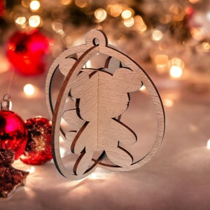 3d Christmas ball teddy bear, lasercut file for 3 and 5mm materials .DXF file
