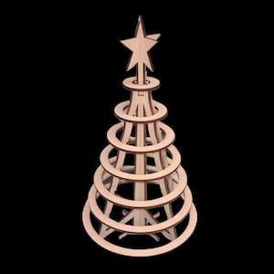 3D Christmas tree &quot;round&quot; *.SVG and *.DXF lasercut files for DIY. For 3 and 5mm material thickness