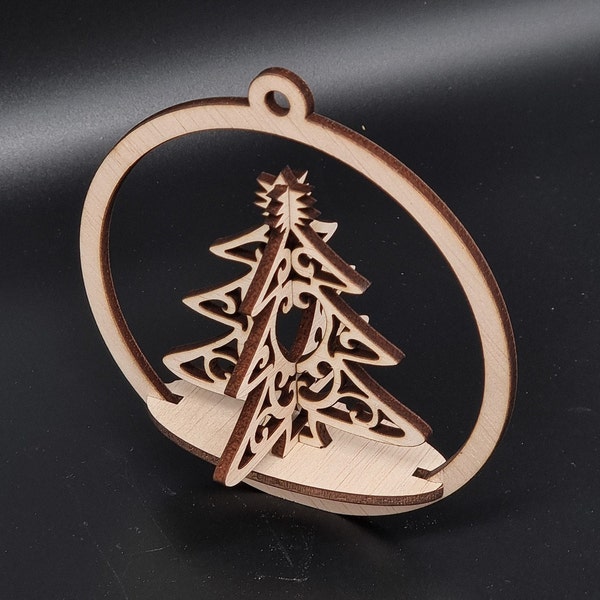 3d Christmas tree / ball pendant, dxf file for DIY laser cutting, files for 3 and 4mm materials