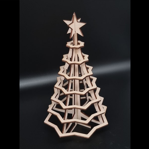 3D Christmas tree, .DXF .SVG lasercut files for DIY. For 3 and 5mm materials