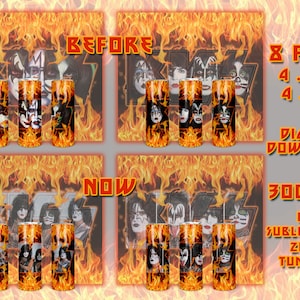 KISS Sublimation Designs (4) "Before & Now" for 20oz Skinny Tumblers