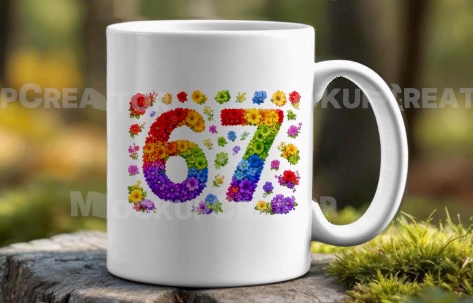 Rusty Number 67 Rainbow Floral Numbers 67 PNG | Colorful Flower Number Art | Birthday ...