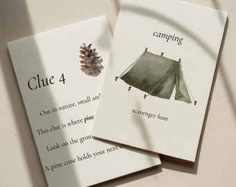 Camping Scavenger Hunt for Toddlers: Montessori Nature Clue Game (PDF Printable Cards)