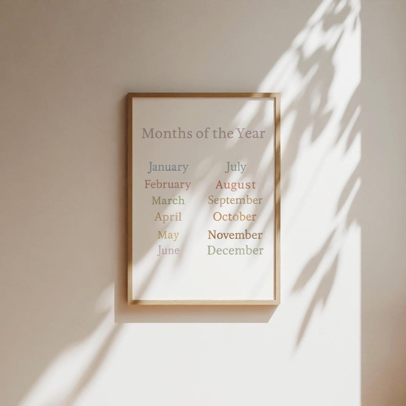 Montessori Months of the Year Poster Printable PDF | Calendar Learning ...