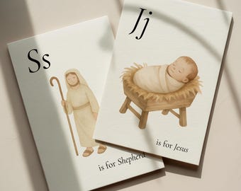 Christian ABC Flashcards | Bible Alphabet Scripture Learning | Printable Sunday School Resource | Educational Homeschool Cards |PDF Download