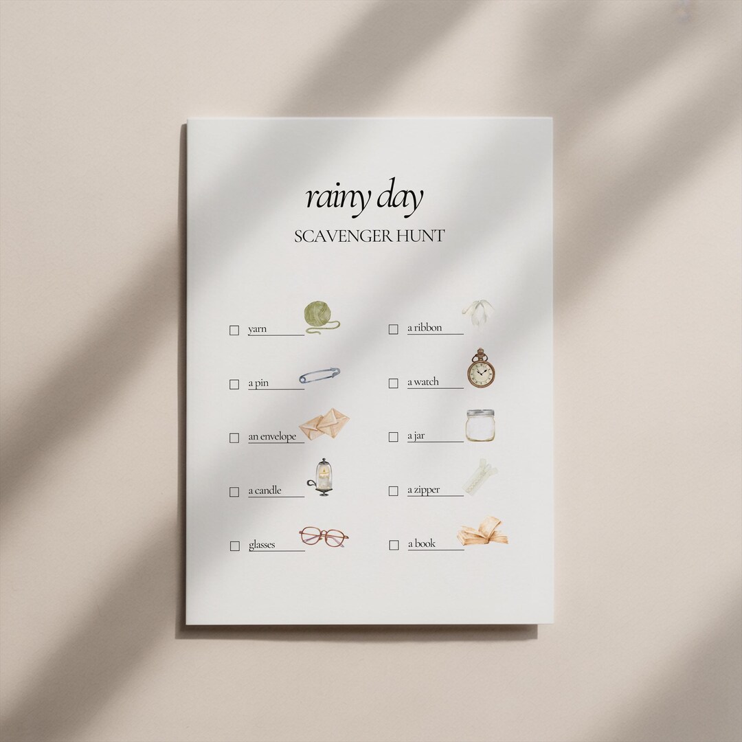 Toddler Rainy Day Scavenger Hunt Printable – Indoor Activity for Kids ...