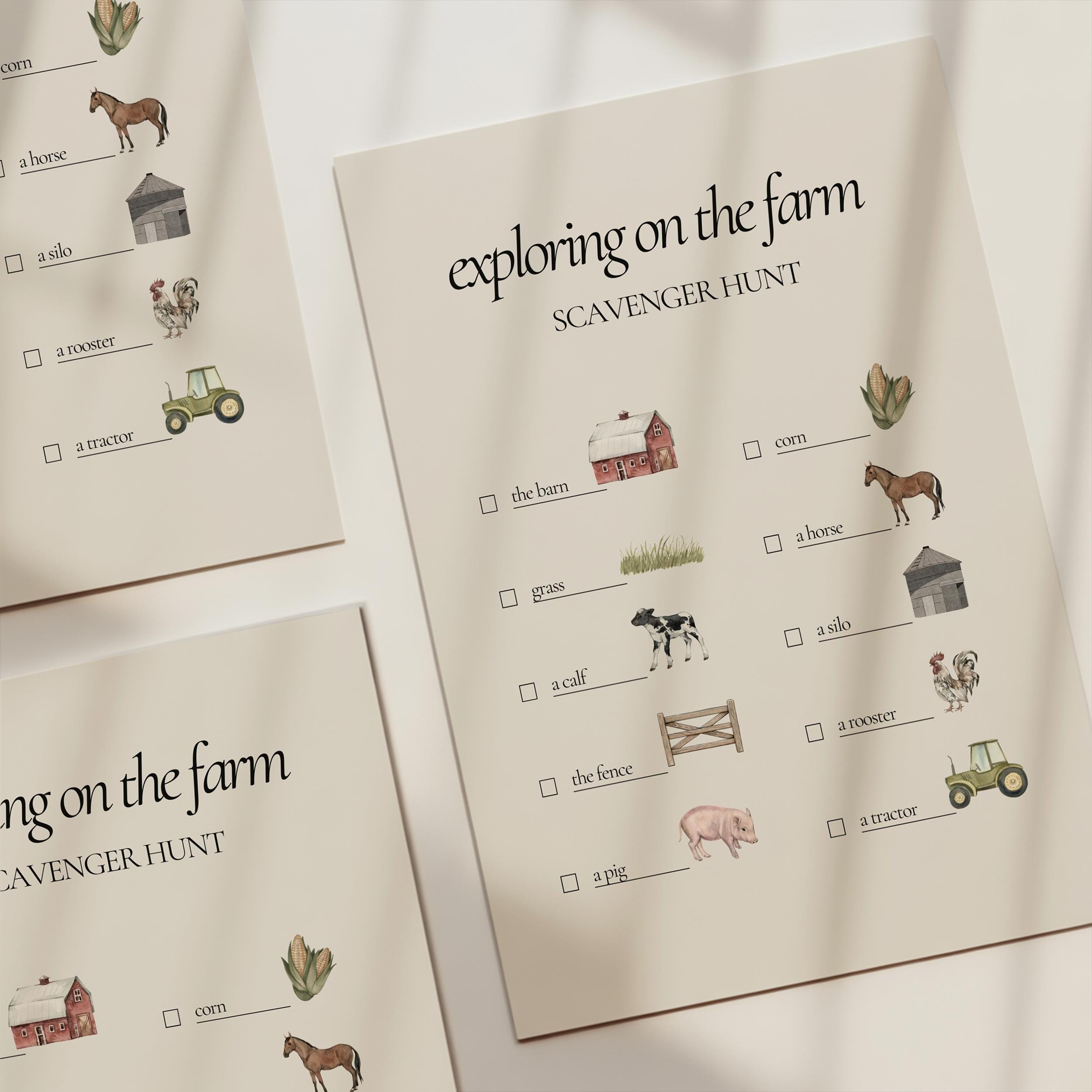 Toddler Farm Scavenger Hunt Printable – Preschool Outdoor Activity ...