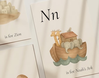 Bible ABC Flash Cards | Christian Alphabet Scripture Learning | Printable Sunday School Resource | Educational Homeschool Cards | Kids PDF