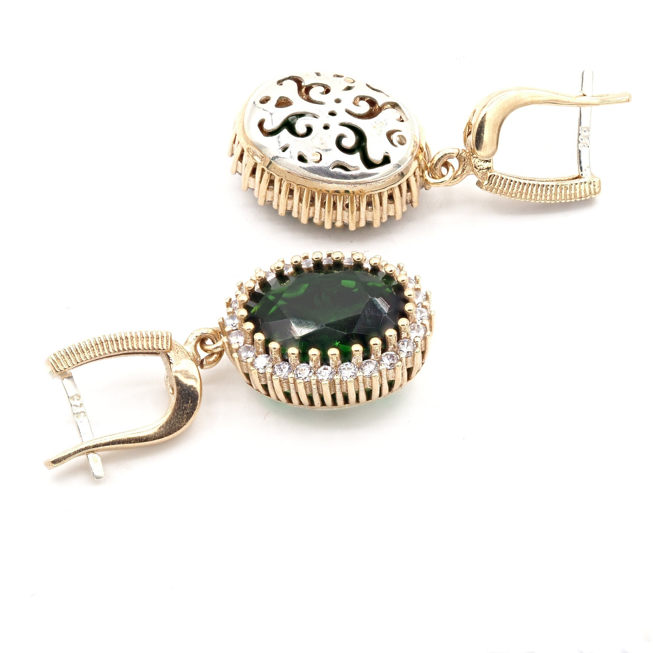 Square Cut Pink Moissanite Ottoman Handicraft Silver and Bronze Handmade Jewelry Set-Ring Earrings Pendant •Summer Jewelry Set Weddings Jewellery Jewellery Sets 