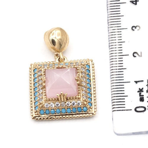 Square Cut Pink shops Moissanite Ottoman Handicraft Silver and Bronze Handmade Jewelry Set-Ring Earrings Pendant •Summer Jewelry Set