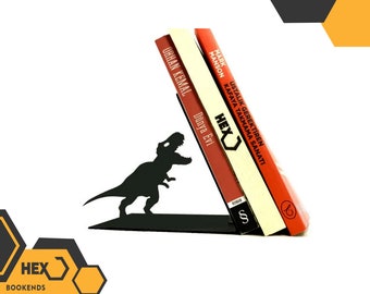 Metal T-Rex Bookend: Dinosaur Book Organizer, Nursery Decor