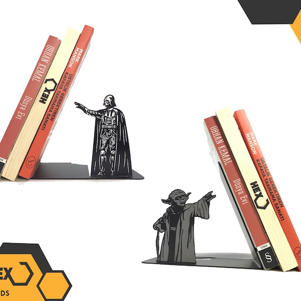 Star Wars Yoda and Darth Vader Anakin Skywalker Set Metal Bookend / Book Support / Dark Side / Decoration/Home/Office Stopper