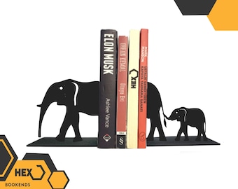 Elephant Family Metal Bookends: Home & Office Decor