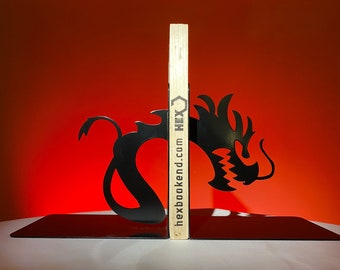 Dragon Metal Bookend: Fantasy Home Office Decor