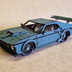 Puzzle 3D Ford Mustang – Modello di auto tagliato al laser – Svg, PDF, Jpg per assemblaggio CNC e fai da te