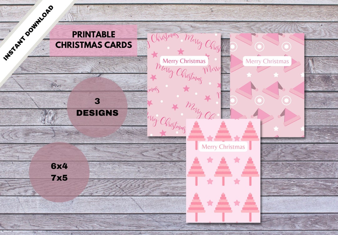 Printable Christmas Cards 3 Designs 2 Sizes 6x4 & 7x5 Merry Etsy