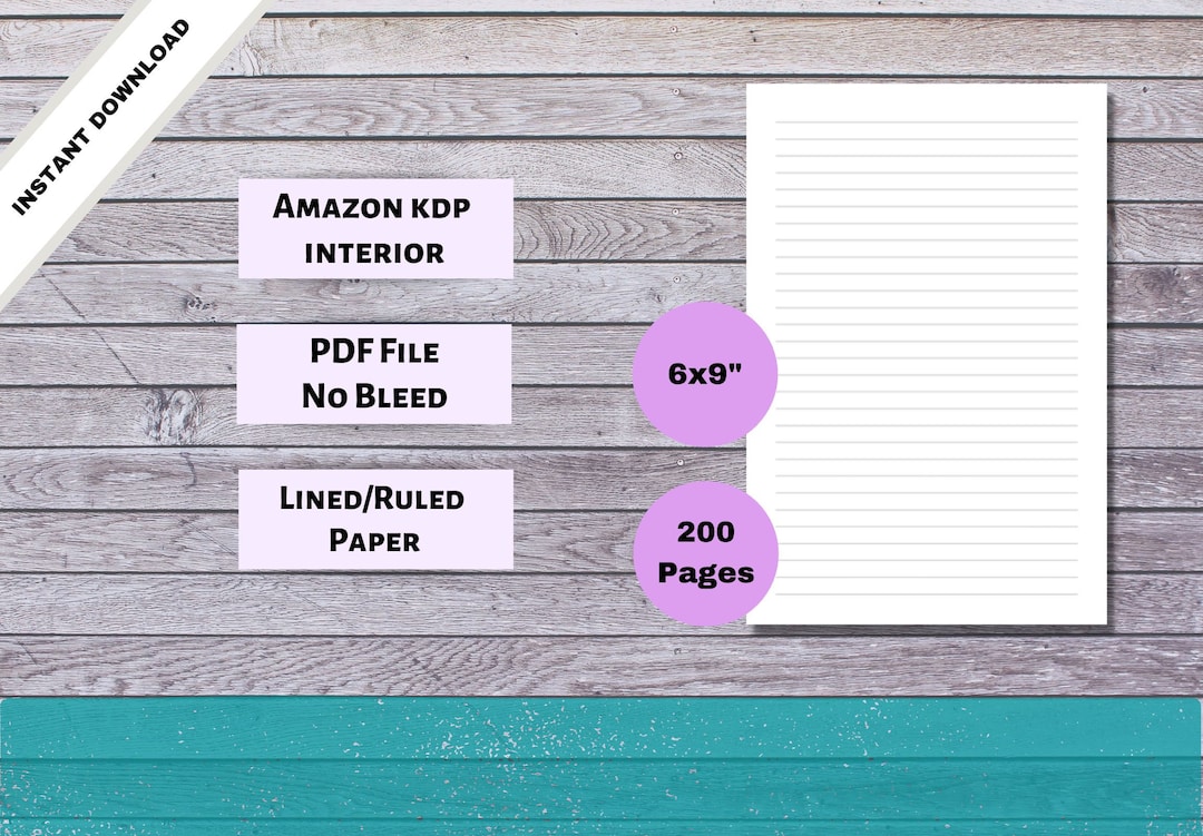 6 X 9" Lined Pages Interior Notebook Journal for Amazon KDP | 200 Ruled ...