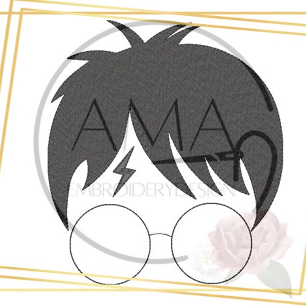 Harry Glasses and Scar the last Horcrux embroidery design - Wizarding School for witches and wizards inspired Collection