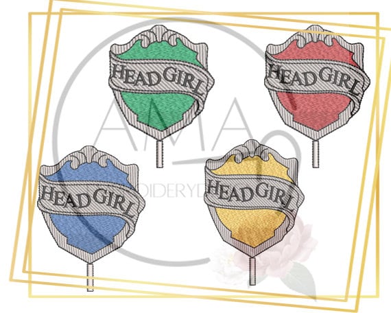 Head Girl House Badge Embroidery Design Wizarding School for | Etsy