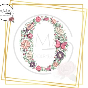 Unique Flower Alphabet - Instant Download Machine Embroidery Design - Letter O