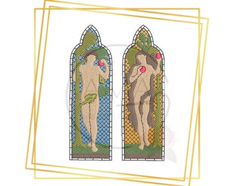 Adam and Eve embrodiery design - Art inspired - Bible inspired machine embroidery - 3 sizes