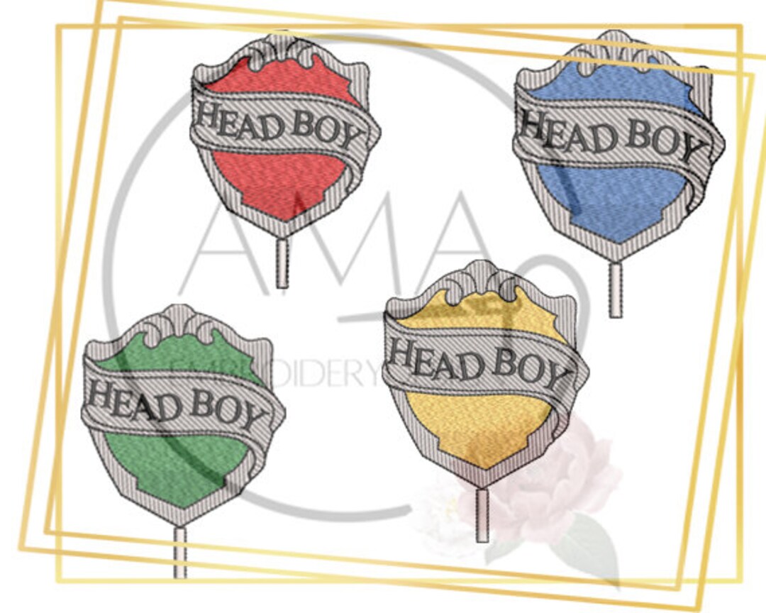 Head Boy Badge Embroidery Design - Wizarding School for Witches and ...