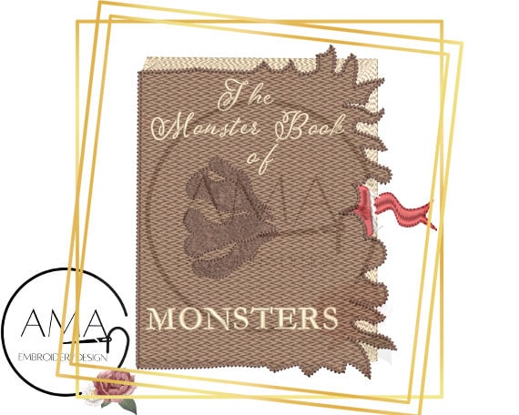 The Monster Book of Monsters Cover Embroidery Design | Etsy