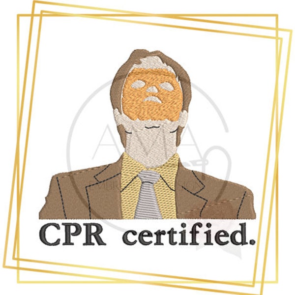 Dwight Schrute CPR certified training embroidery design - 3 sizes