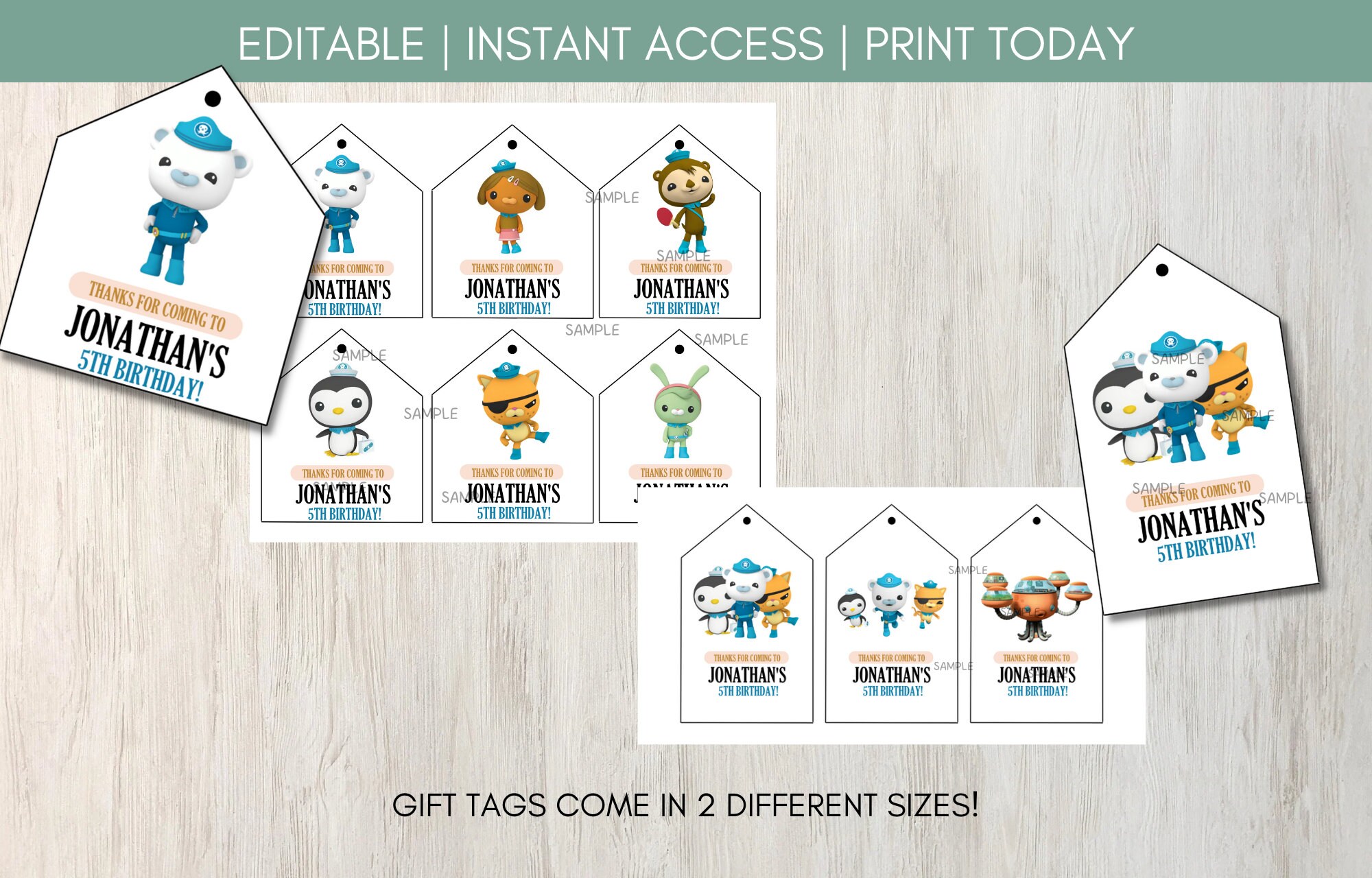 Editable Octonauts Bundle Activity Placemats. Gift Tags Party Etsy