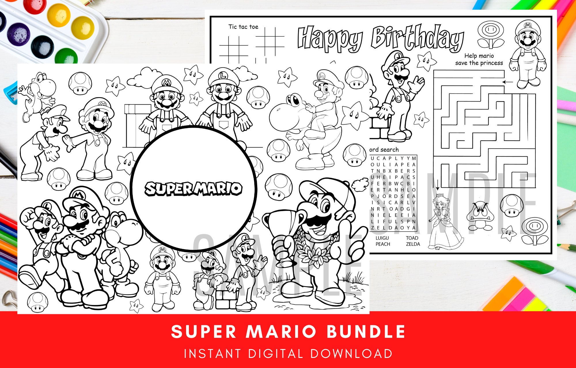 Mario Birthday Coloring Pages