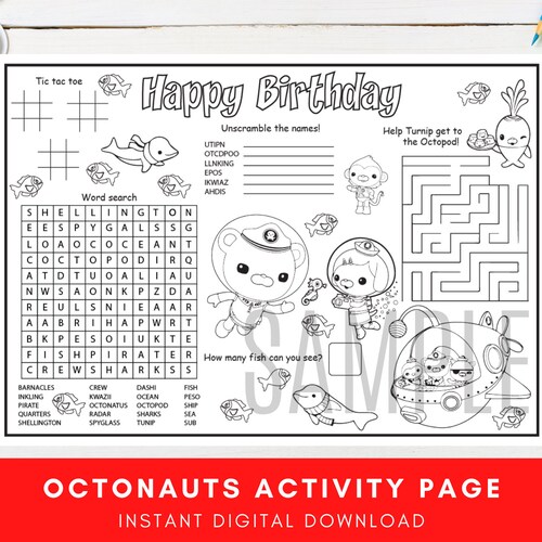 Octonauts Happy Birthday Instant DIGITAL Download Customisable Etsy