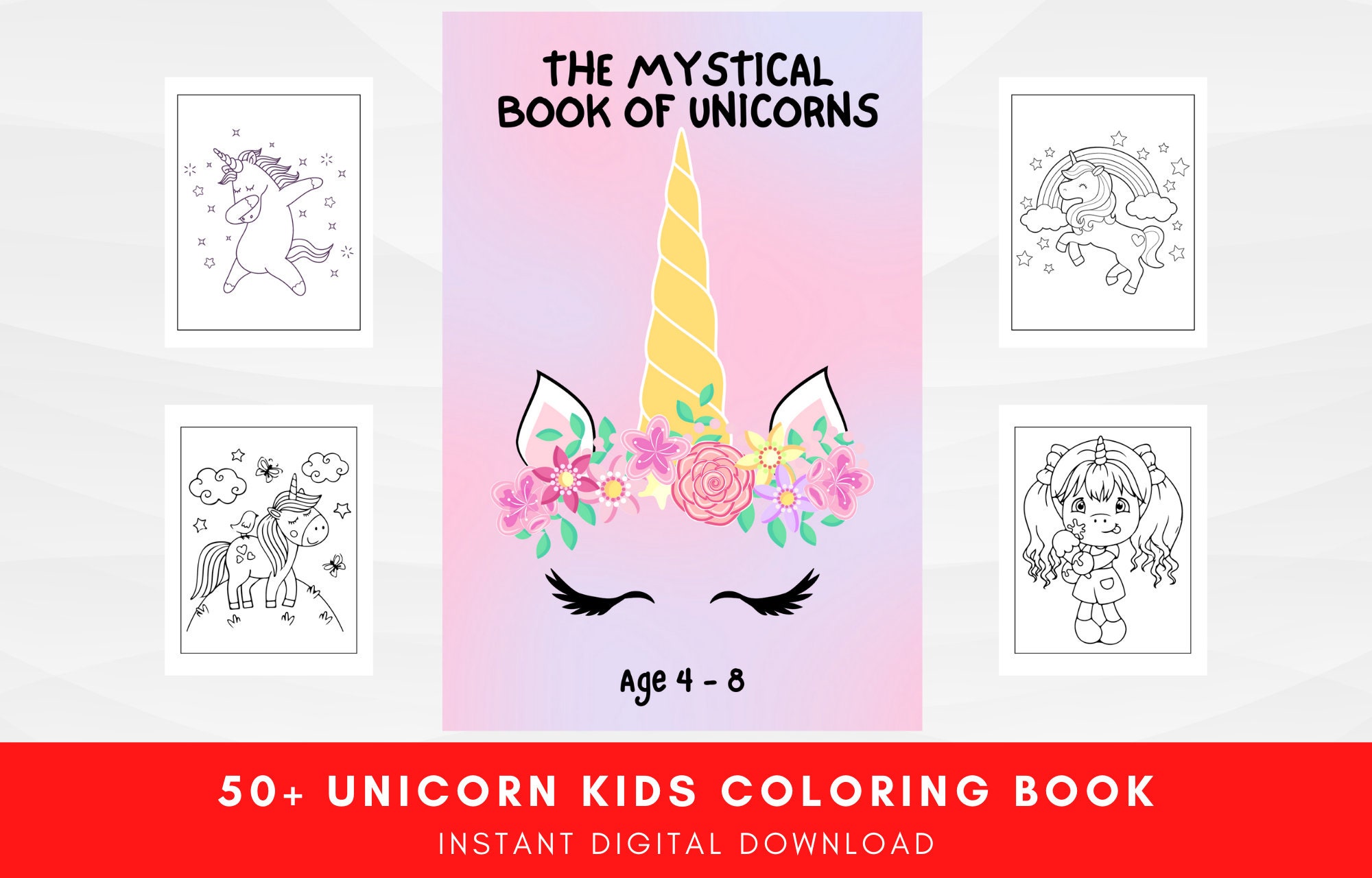 64 Unicorn Kids Coloring Instant Download Printable Colouring Book - Etsy