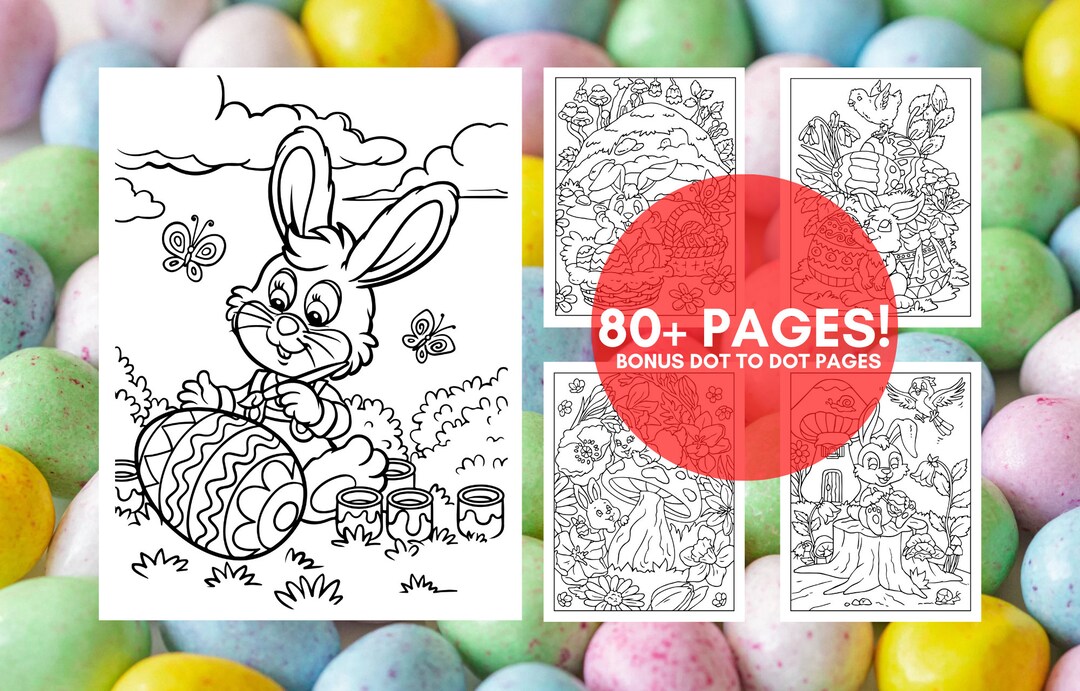Kids Easter Coloring and Activity Bundle. 80+ Coloring Pages and Dot to ...
