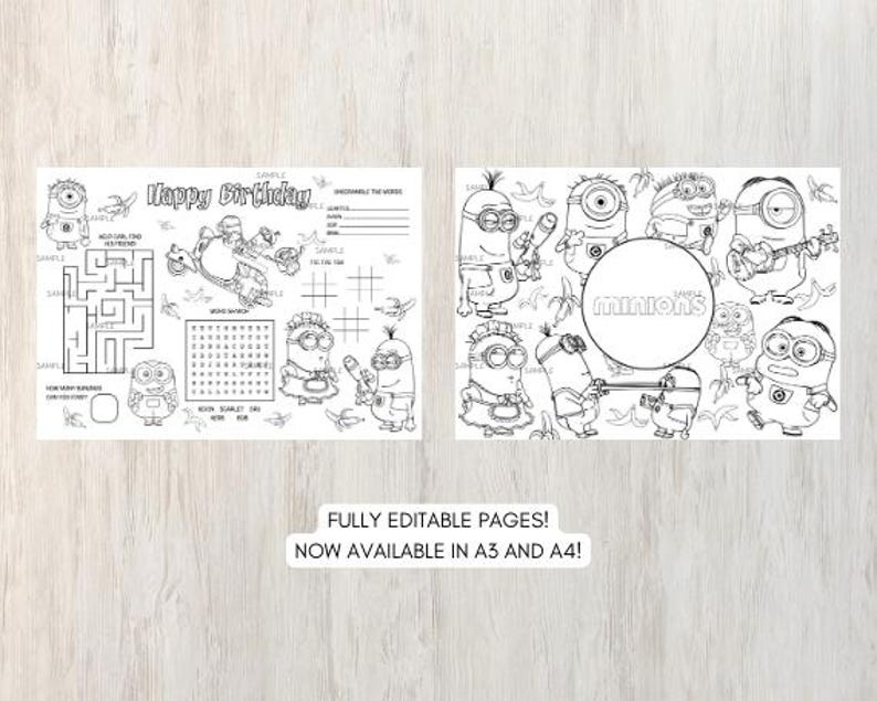 Minions Feliz Cumpleaños Instantánea DIGITAL Descargar Placemat ...