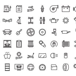 Auto Service and garage Icons Bundle - Line Icons -  Web Icons -  Highlight Icons -