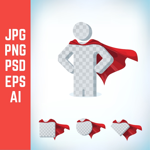 Super hero red cape svg vector file with tutorial version 03